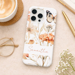 Persoonlijke Cottagecore Bloemen en Vlinders iPhone 15 Pro Case