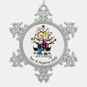Persoonlijke Couple, Boy, Dog Snowflake Ornament