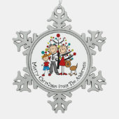 Persoonlijke Couple, Boy, Dog Snowflake Ornament (Voorkant)
