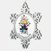 Persoonlijke Couple, Boy, Dog Snowflake Ornament (Rechts)
