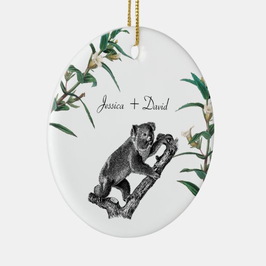 Persoonlijke Couple Names Kerstmis Koala Keramisch Ornament (Rechts)