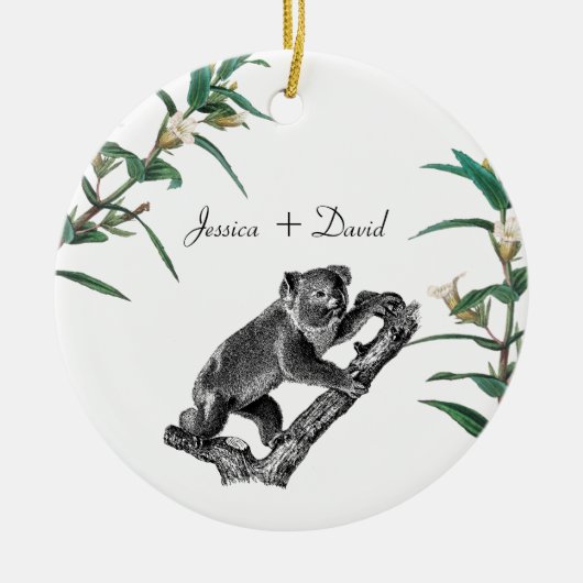 Persoonlijke Couple Names Kerstmis Koala Keramisch Ornament (Voorkant)