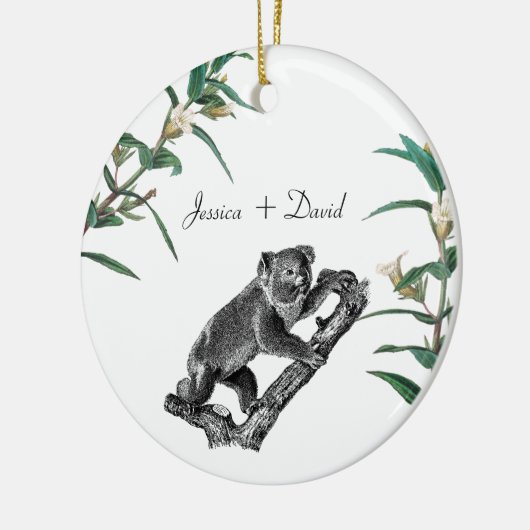 Persoonlijke Couple Names Kerstmis Koala Keramisch Ornament (Links)