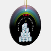Persoonlijke COVID 2020 Kerstmis We Bleven Thuis Keramisch Ornament (Rechts)
