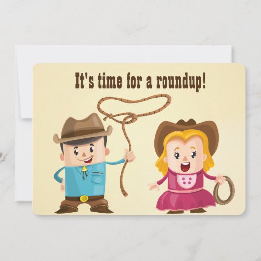 Persoonlijke cowboy en Cowgirl BBQ Roundup Kaart (Voorkant)