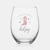 Persoonlijke Cowboylaars Bachelorette-feestje Wijnglas Zonder Voet (Voorkant)