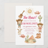 Persoonlijke Cowgirl Roze Retro Verjaardagsfeest Kaart (Voorkant / Achterkant)