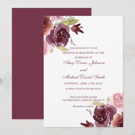 Persoonlijke Cranberry & Sage Groene Trouwdag Kaart (Voorkant / Achterkant)