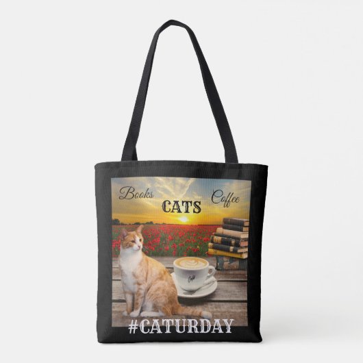 Persoonlijke Crazy Cat Lady Canvas tas (Achterkant)