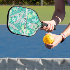 Persoonlijke Creatieve Bloemige Neuro Kunst Teal G Pickleball Paddle
