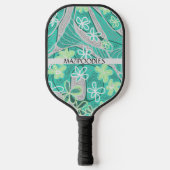 Persoonlijke Creatieve Bloemige Neuro Kunst Teal G Pickleball Paddle (Voorkant)