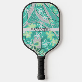 Persoonlijke Creatieve Bloemige Neuro Kunst Teal G Pickleball Paddle