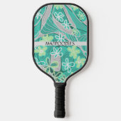 Persoonlijke Creatieve Bloemige Neuro Kunst Teal G Pickleball Paddle (Achterkant)