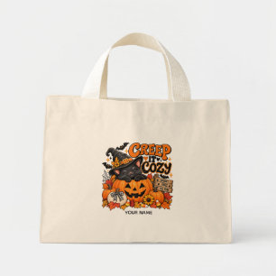 Persoonlijke Creep It Cozy Zwarte Kat Halloween Ta Mini Tote Bag