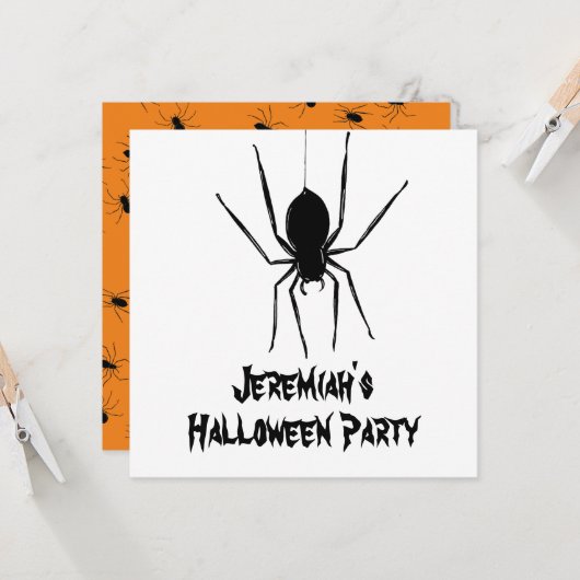 Persoonlijke Creepy Spiders Halloween Invitation Kaart (Voorkant / Achterkant in situ)