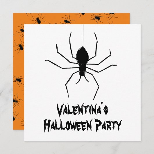 Persoonlijke Creepy Spiders Halloween Invitation Kaart (Voorkant / Achterkant)