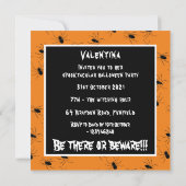 Persoonlijke Creepy Spiders Halloween Invitation Kaart (Achterkant)