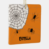 Persoonlijke Creepy Spiders Halloween Keramisch Ornament (Rechts)