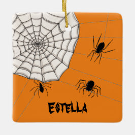 Persoonlijke Creepy Spiders Halloween Keramisch Ornament