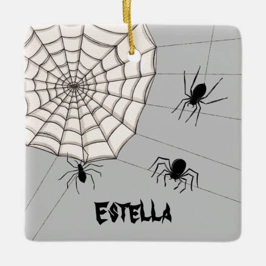 Persoonlijke Creepy Spiders Halloween Keramisch Ornament (Voorkant)