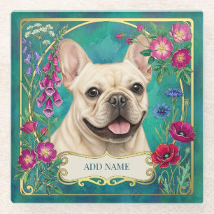 Persoonlijke Crème Franse Bulldog Teal Onderzetter