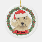Persoonlijke Crème Kortharige Dachshund Kerstmis Keramisch Ornament (Achterkant)