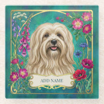 Persoonlijke Crème Lhasa Apso Bloem Glazen Onderze