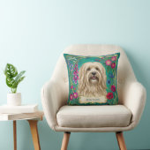 Persoonlijke Crème Lhasa Apso Bloemenkussen Kussen (Stoel)