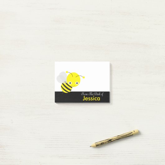 Persoonlijke crème Yellllow HoneyBee Post-it® Notes (Op bureau)