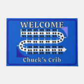 Persoonlijke Cribbage Bord Blauwe Welkom Wieg Deurmat (Voorkant)