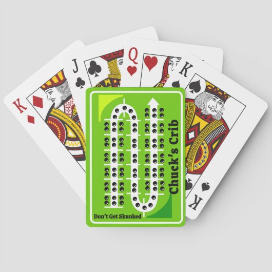 Persoonlijke Cribbage Speelkaarten Groen (Achterkant)
