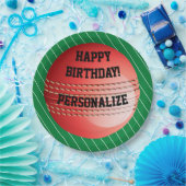 Persoonlijke cricket Ball Happy Birthday Papieren Bordje (Feest)