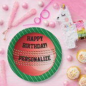 Persoonlijke cricket Ball Happy Birthday Papieren Bordje (Feest)