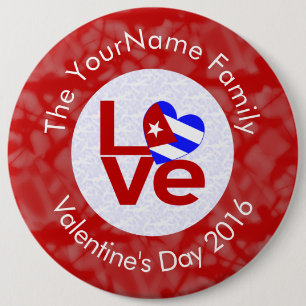 Persoonlijke Cubaanse Rode LOVE Vlag  Ronde Button 6,0 Cm