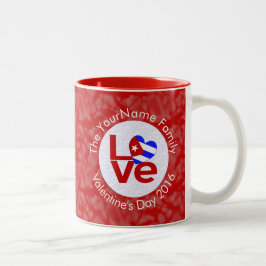 Persoonlijke Cubaanse Rode LOVE Vlag  Tweekleurige Koffiemok