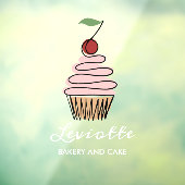 Persoonlijke Cupcake Bakkerij Winkel Voorzijde Wit Raamsticker (Vel 3)