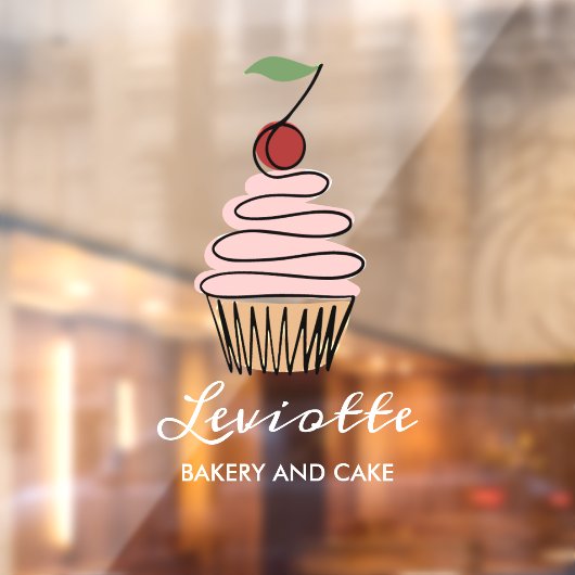 Persoonlijke Cupcake Bakkerij Winkel Voorzijde Wit Raamsticker (Vel 2)