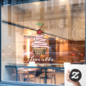 Persoonlijke Cupcake Bakkerij Winkel Voorzijde Wit Raamsticker (Cafe Raam)