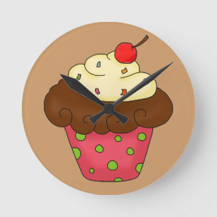 Persoonlijke cupcake-klok ronde klok