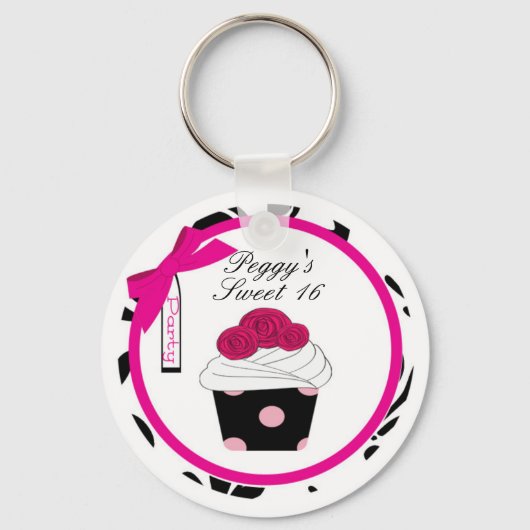 Persoonlijke Cupcake Sleutelhanger Favor (Voorkant)