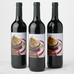 Persoonlijke cupcake wijn etiket