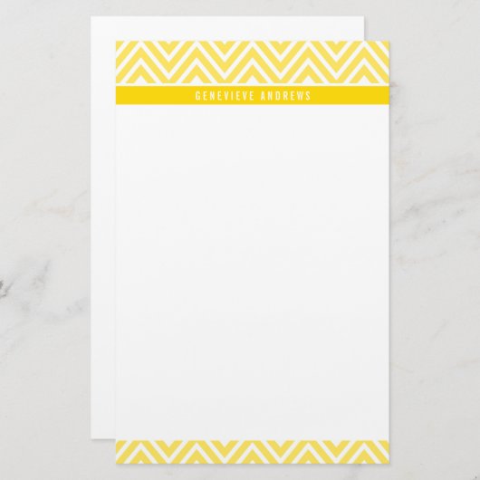 PERSOONLIJKE CUSTOM chevron patroon helder geel Briefpapier (Voorkant / Achterkant)