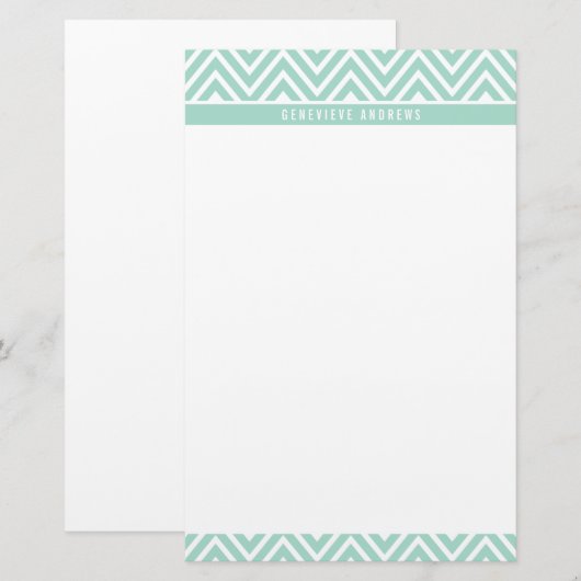 PERSOONLIJKE CUSTOM chevron patroon schattig mint  Briefpapier (Voorkant / Achterkant)