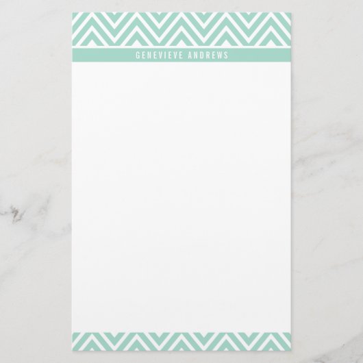 PERSOONLIJKE CUSTOM chevron patroon schattig mint  Briefpapier (Voorkant)
