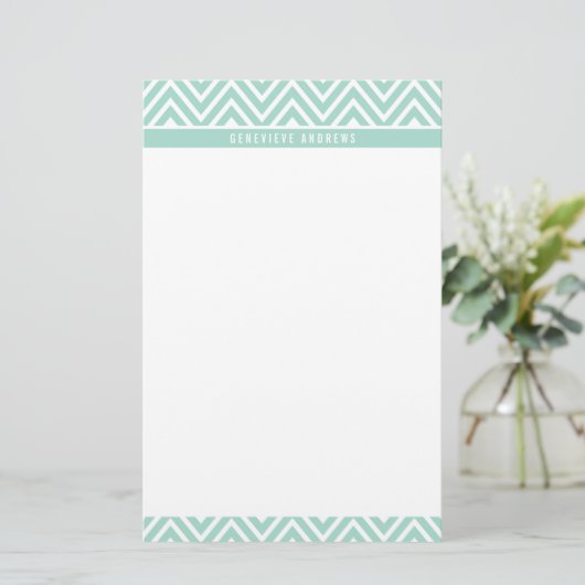 PERSOONLIJKE CUSTOM chevron patroon schattig mint  Briefpapier (Staand voorkant)