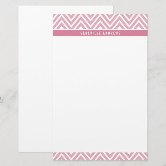 PERSOONLIJKE CUSTOM chevron patroon schattig roos  Briefpapier (Voorkant / Achterkant)