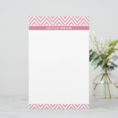 PERSOONLIJKE CUSTOM chevron patroon schattig roos  Briefpapier (Staand voorkant)