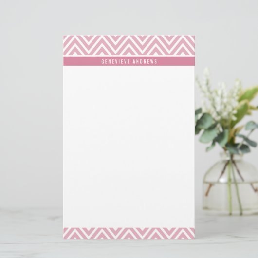 PERSOONLIJKE CUSTOM chevron patroon schattig roos  Briefpapier (Staand voorkant)
