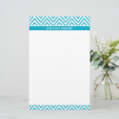 PERSOONLIJKE CUSTOM chevron patroon schattig turqu Briefpapier (Staand voorkant)