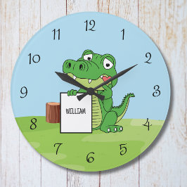 Persoonlijke Cute Alligator Kinderen Muurklok Grote Klok
